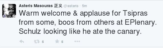 «Ο Σουλτς μόλις είδε τον Τσίπρα έδειχνε σαν να έχει καταπιεί καναρίνι» [εικόνα] | iefimerida.gr 0