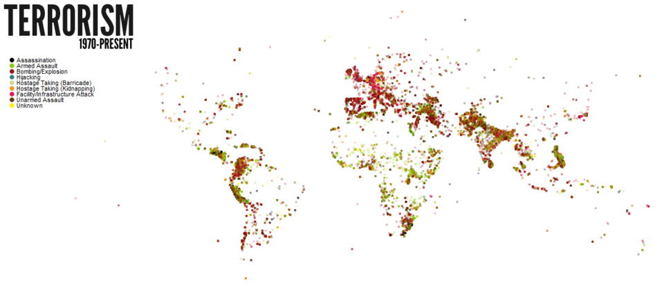 Ολες οι τρομοκρατικές επιθέσεις στον κόσμο, από το 1970, σε ένα χάρτη -Ενας τραγικός απολογισμός [εικόνες] | iefimerida.gr 1