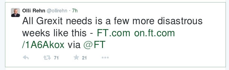 Ο Ολι Ρεν τουιτάρει άρθρο των Financial Times που μιλά για Grexit  [εικόνα] | iefimerida.gr 0