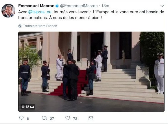 Τα tweets που ανέβασε ο Εμανουέλ Μακρόν για την επίσκεψή του στην Αθήνα [εικόνες] | iefimerida.gr 1