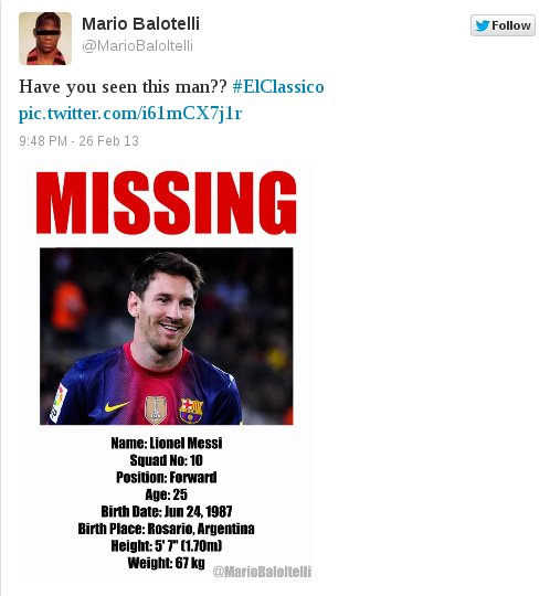 Ο «εξαφανισμένος» Μέσι και η αναζήτηση του Μπαλοτέλι μέσω Twitter [εικόνες] | iefimerida.gr 0