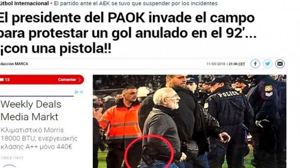 Πρώτο θέμα στην ισπανική Marca η εισβολή Σαββίδη με όπλο στο γήπεδο [εικόνες] | iefimerida.gr 0