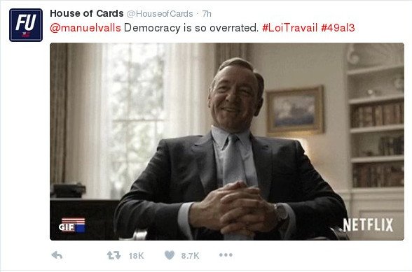 «House of Cards» εναντίον Μανουέλ Βαλς στο Τwitter -Τι μηνύματα αντάλλαξαν | iefimerida.gr 0