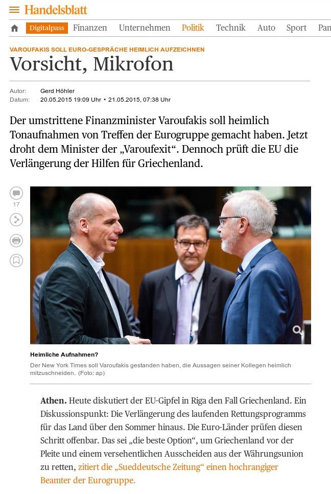 Handelsblatt: Πλησιάζει το Varoufexit | iefimerida.gr 0