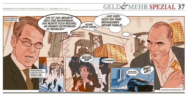 Η FAZ έκανε κόμικ τον Βαρουφάκη με την Δανάη: Γίνεται επικεφαλής της ΕΚΤ, τα κάνει θάλασσα και τρέχει να κρυφτεί στο Θιβέτ [εικόνες] | iefimerida.gr 2