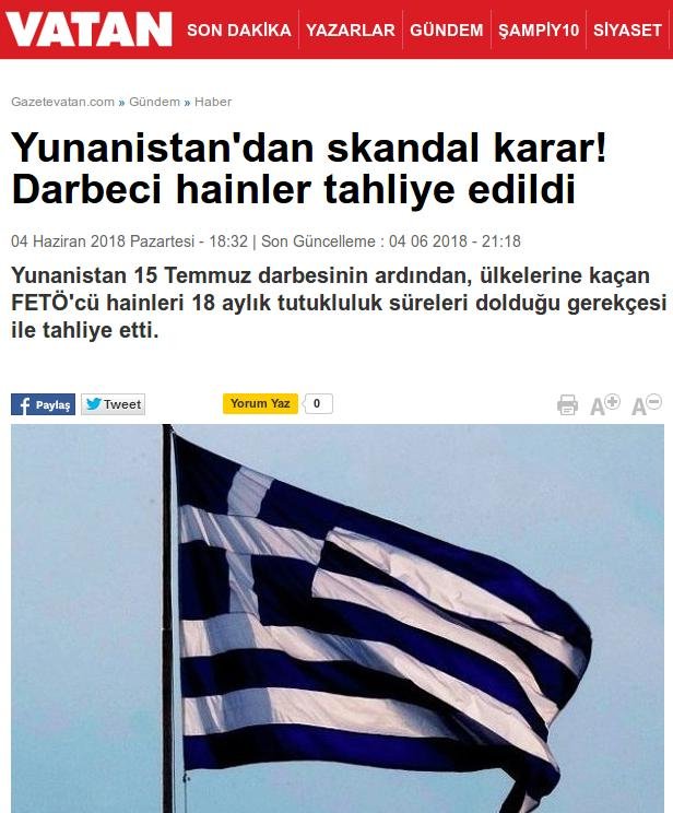 Τουρκικός Τύπος: Απόφαση-σκάνδαλο η απελευθέρωση των «8» -Καθήκον μας να τους βρούμε και να τους πακετάρουμε! | iefimerida.gr 1