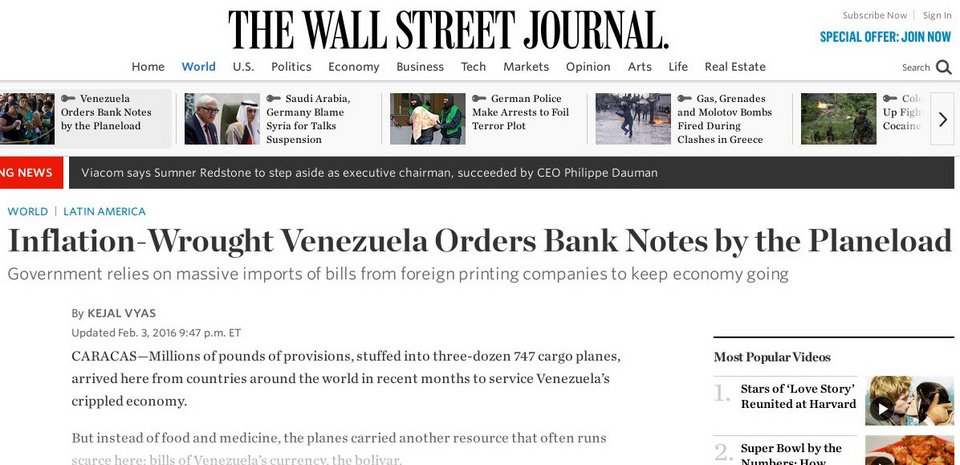 Wall Street Journal: Στόλοι αεροπλάνων παραδίδουν δις χαρτονομίσματα στη Βενεζουέλα | iefimerida.gr 0