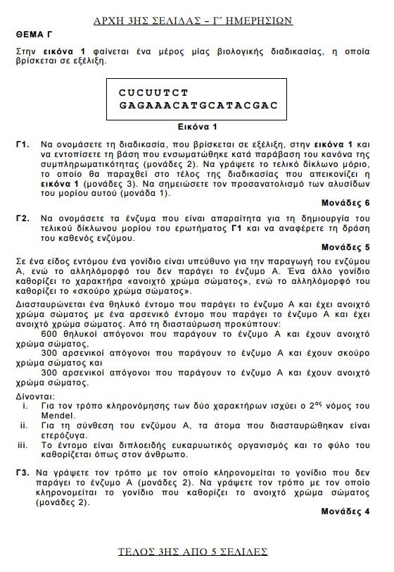 Πανελλήνιες 2015: Δείτε τα θέματα που έπεσαν σε Αρχές Οργάνωσης, Βιολογία, Χημεία και Λογοτεχνία Κατεύθυνσης | iefimerida.gr 2