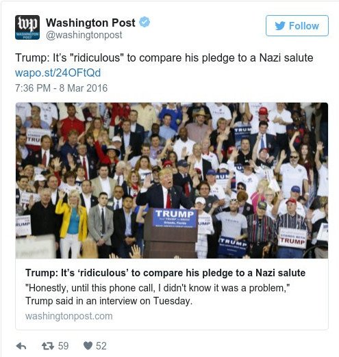 Τραμπ: Δεν χαιρετάμε ναζιστικά στις συγκεντρώσεις μου -Σηκώνουμε τα χέρια ψηλά, διασκεδάζουμε [βίντεο] | iefimerida.gr 0