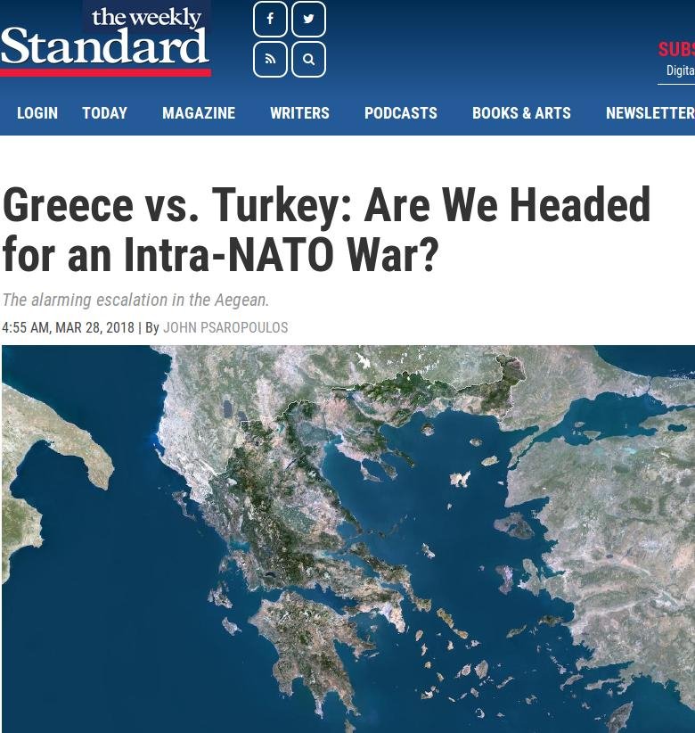 Τhe Weekly Standard: «Αυξανόμενος ο κίνδυνος ελληνοτουρκικού πολέμου» | iefimerida.gr 0