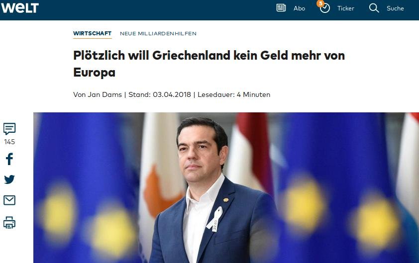 Die Welt: Γιατί δεν θέλει ο Τσίπρας προληπτική γραμμή στήριξης | iefimerida.gr 0