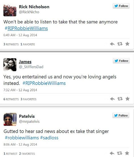 Γκάφα ολκής: Χρήστες του Twitter πέθαναν τον τραγουδιστή Ρόμπι Γουίλιαμς [εικόνες] | iefimerida.gr 2