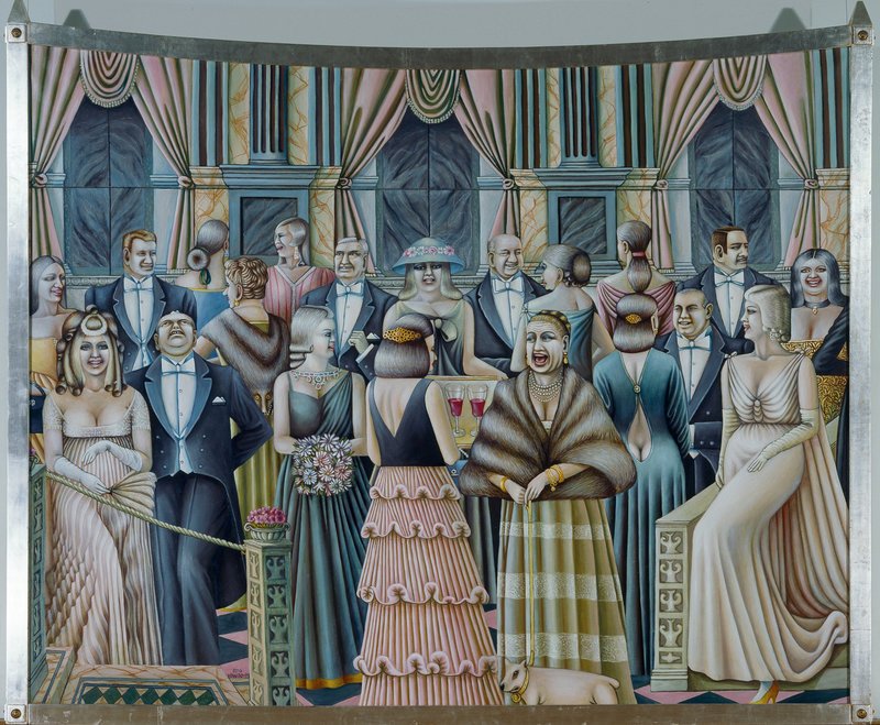 Wolfgang Herzig, Große Gesellschaft, 1970-71, oil on canvas, Museum moderner Kunst Stiftung Ludwig, Wien.