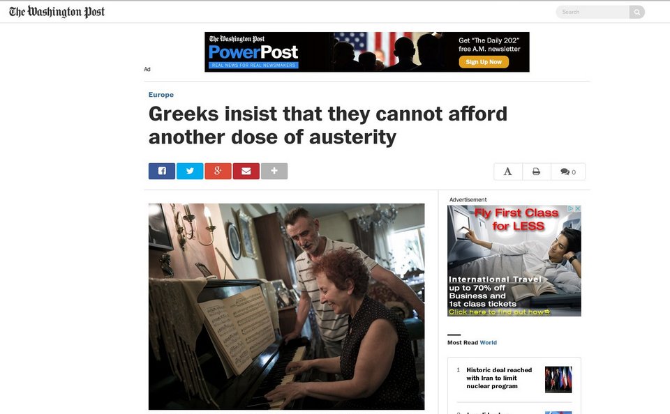 Washington Post: Οι Ελληνες δεν αντέχουν κι άλλη λιτότητα -Πέντε χρόνια είναι αρκετά | iefimerida.gr 0