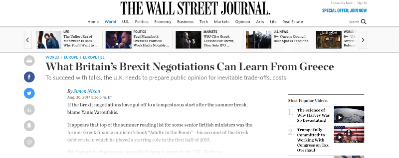 WSJ: Tην καταστροφική συνταγή Βαρουφάκη ακολουθεί η Βρετανία στο Brexit! | iefimerida.gr 0