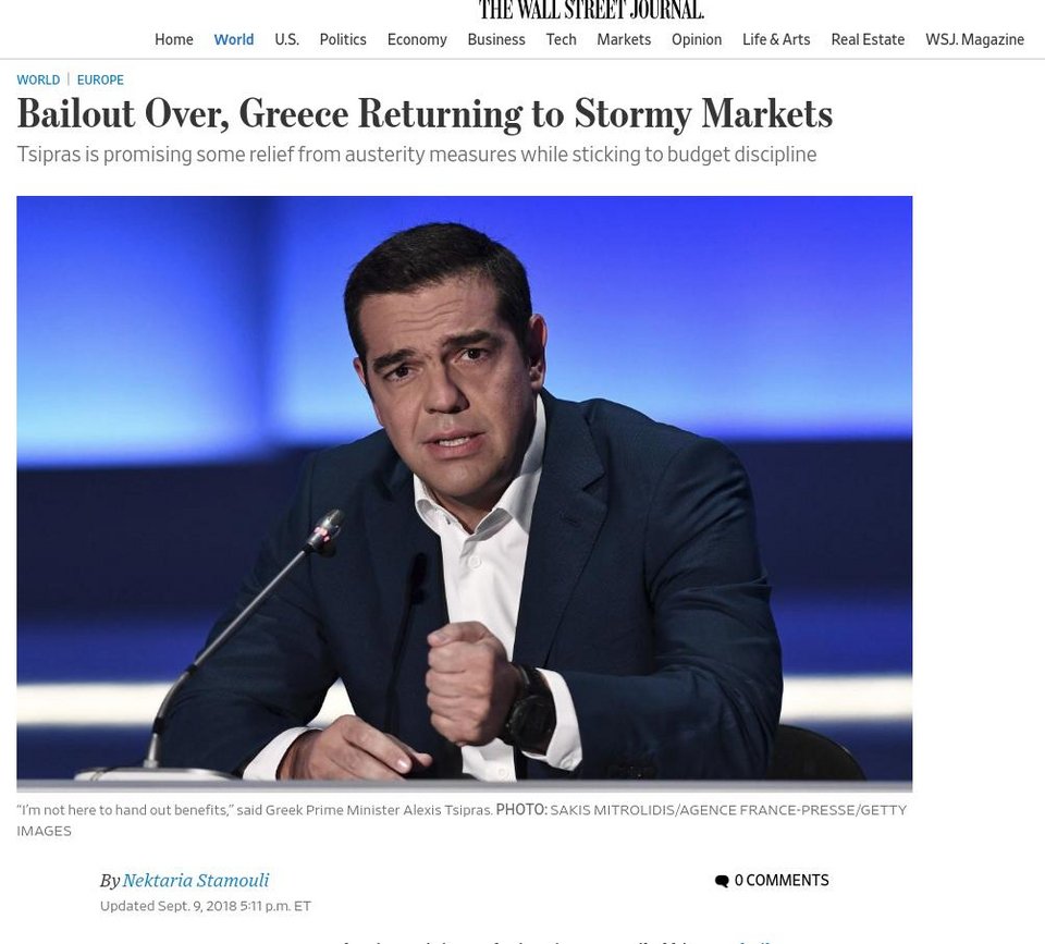 Wall Street Journal: Η διάσωση τελείωσε, η Ελλάδα επιστρέφει στις θυελλώδεις αγορές | iefimerida.gr 0