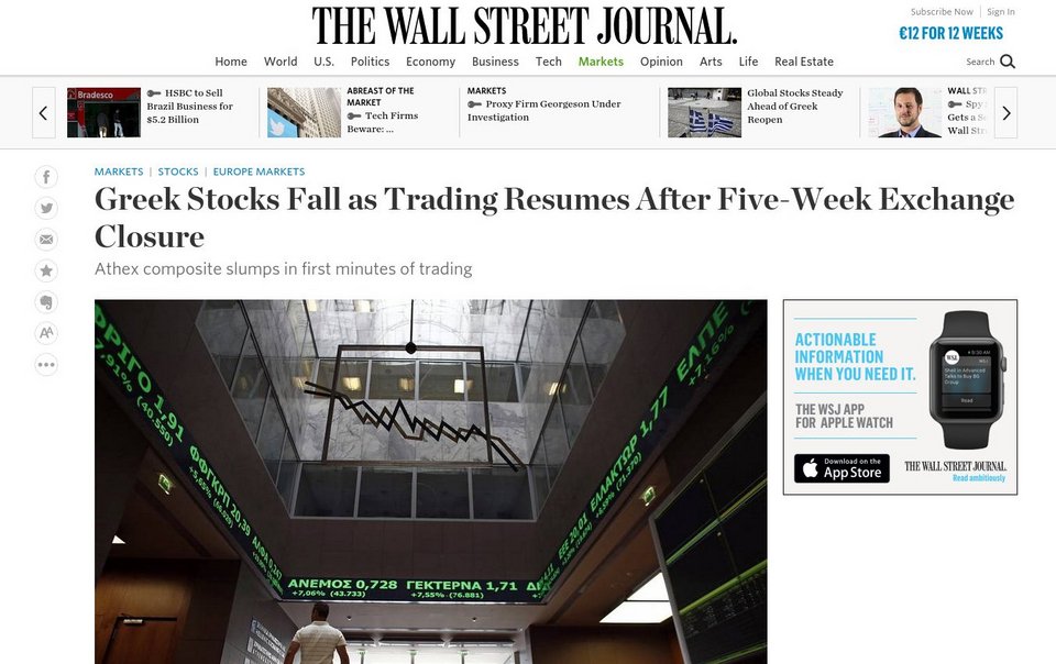 «Ναυάγιο», «ιστορική πτώση»: Στα πρωτοσέλιδα των διεθνών ΜΜΕ το κραχ στο Χρηματιστήριο [εικόνες] | iefimerida.gr 2