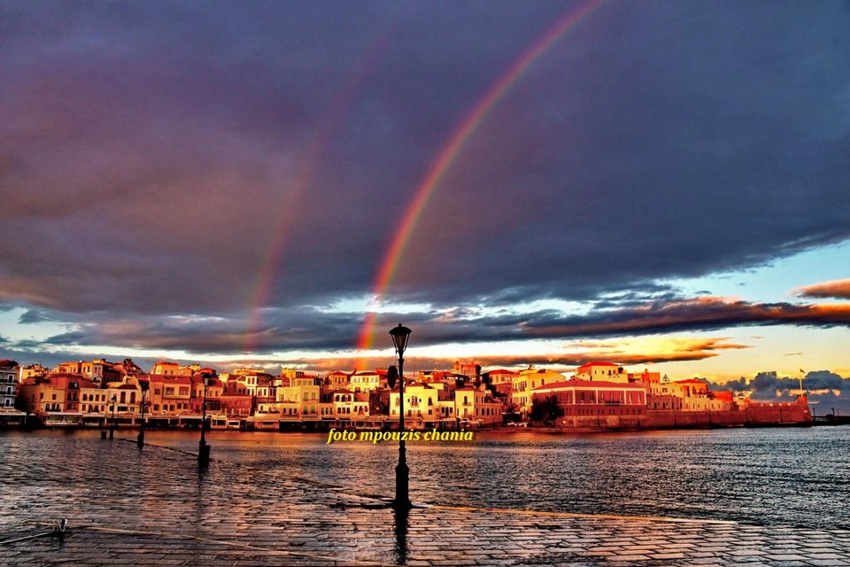 Ουράνιο τόξο σαν ζωγραφιά στα Χανιά [εικόνες] | iefimerida.gr 1