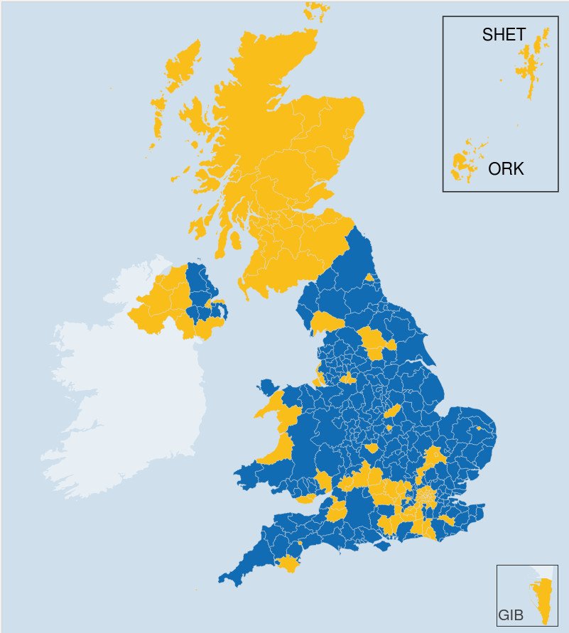 Brexit: Πώς ψήφισε η Μεγάλη Βρετανία ανά περιοχή -Διαδραστικός χάρτης [εικόνα] | iefimerida.gr 0