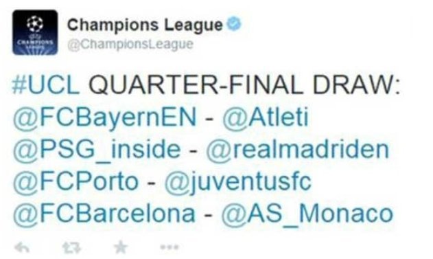 H UEFA έκανε λάθος στα ζευγάρια του Τσάμπιονς Λιγκ - Ανακοίνωσε άλλα παιχνίδια στο twitter [εικόνα] | iefimerida.gr 0