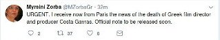 «Πέθαναν» τον σκηνοθέτη Κώστα Γαβρά στο Twitter | iefimerida.gr 0