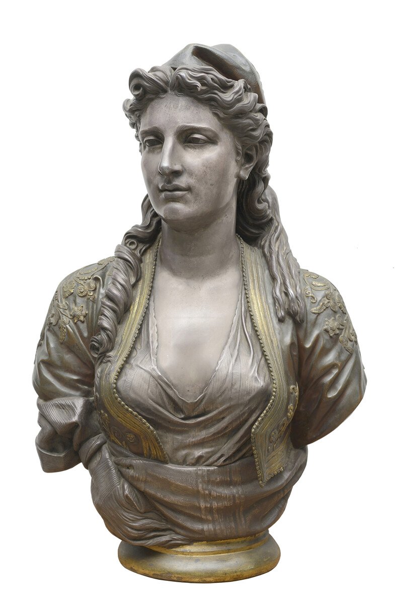 Ελληνίδα, 1873.Charles Henri Joseph Cordier (1827-1905). Μπρούντζος επιχρυσωμένος, επαργυρωμένος και επισμαλτωμένος, Ύ. 75 εκ., Μήκ. 45 εκ., Δ. βάσης 21 εκ. © Συλλογή Θανάση και Μαρίνας Μαρτίνου