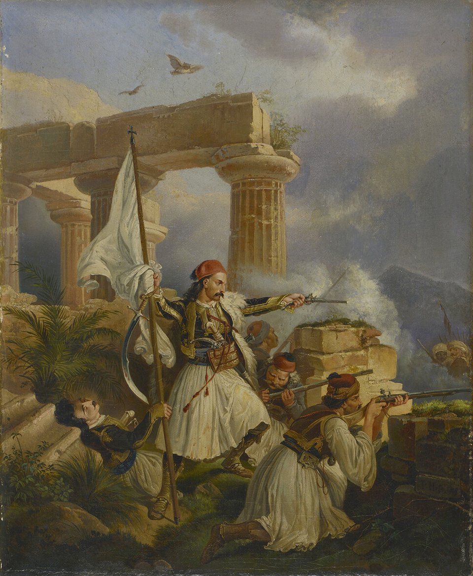 Ελληνες μάχονται ανάμεσα σε αρχαία ερείπια, 1829. Peter Heinrich Lambert von Hess (1792-1871) © Συλλογή Θανάση και Μαρίνας Μαρτίνου