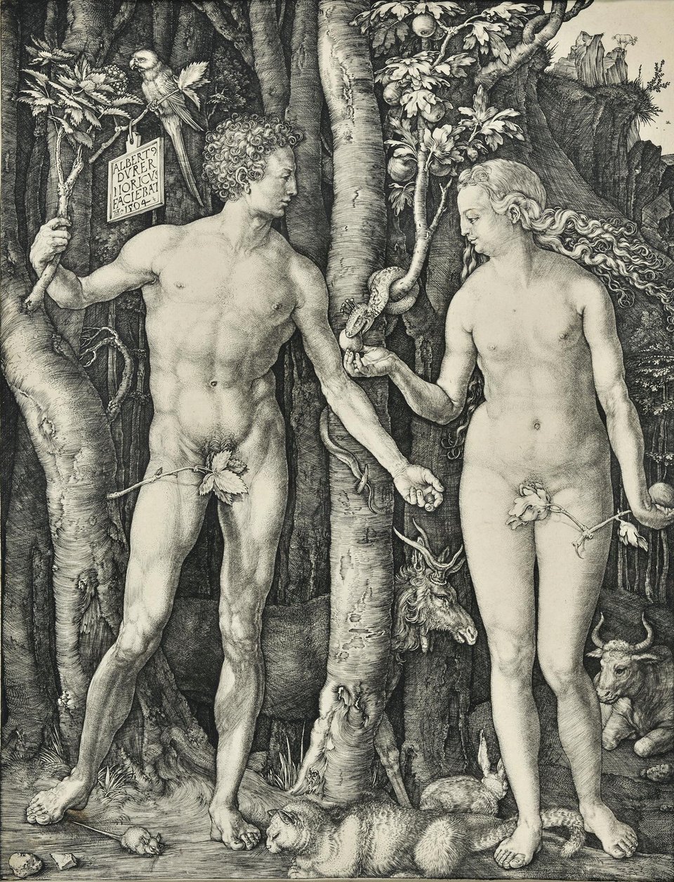 Durer Albrecht (Ντύρερ Άλμπρεχτ, 1471-1528) Αδάμ και Εύα 1504Χαλκογραφία, 25,3 x 19,6 εκ. / Εθνική Πινακοθήκη