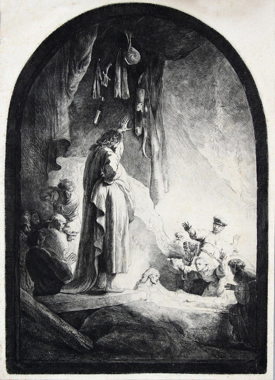 Rembrandt Harmensz. van Rijn (Ρέμπραντ Χάρμενσζ φαν Ρέιν, 1606-1669)Η έγερση του Λαζάρου. Η μεγάλη πλάκα 1632Οξυγραφία και χάραξη με καλέμι, 38,4 x 27 εκ. / Εθνική Πινακοθήκη