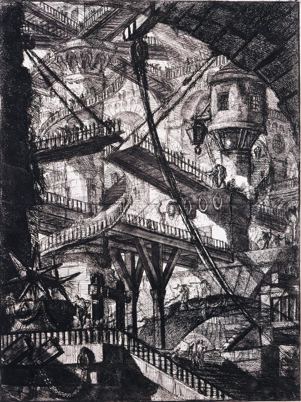 Piranesi Giambattista (Πιρανέζι Τζιαμπαττίστα, 1720-1778)Η κρεμαστή γέφυρα 1760Οξυγραφία, 74 x 53,5 εκ. / Εθνική Πινακοθήκη