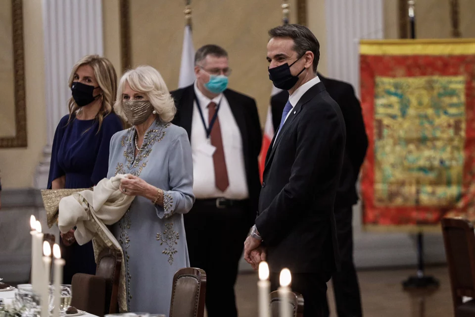 Η δούκισσα της Κορνουάλης, Καμίλα και ο Κυριάκος Μητσοτάκης / Φωτογραφία: EUROKINISSI/ΓΙΩΡΓΟΣ ΚΟΝΤΑΡΙΝΗΣ