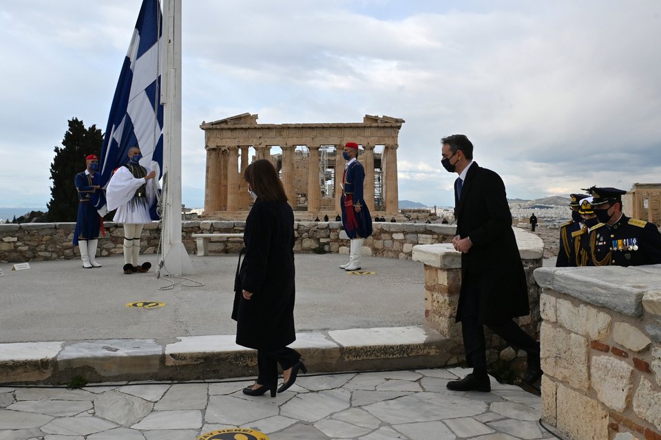 Η Κατερίνα Σακελλαροπούλου με τον Κυριάκο Μητσοτάκη