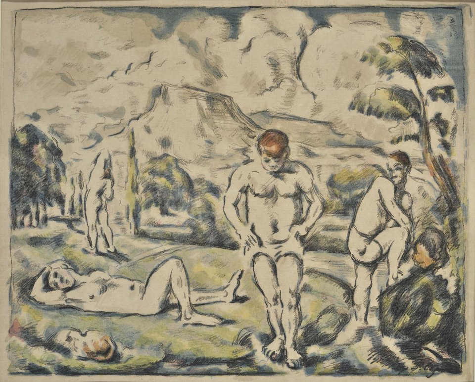 Cezanne Paul (Σεζάν Πολ, 1839-1906) Οι λουόμενοι (μεγάλη πλάκα) 1896 - 1898Έγχρωμη λιθογραφία, 48 x 63,5 εκ. / Εθνική Πινακοθήκη