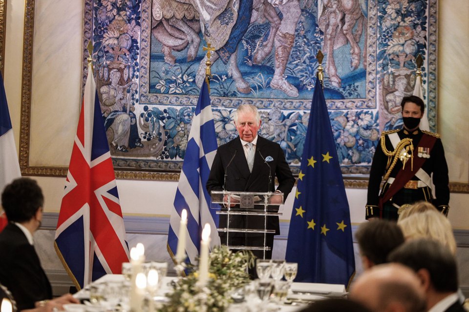 Ο πρίγκιπας Κάρολος στην αντιφώνησή του στο επίσημο δείπνο στο Προεδρικό Μέγαρο
