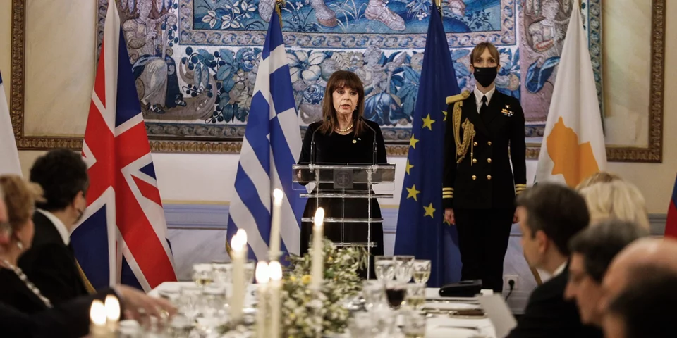 Η ΠτΔ Κατερίνα Σακελλαροπούλου στην προσφώνησή της -Φωτογραφία: Eurokinissi/Γιώργος Κονταρίνης