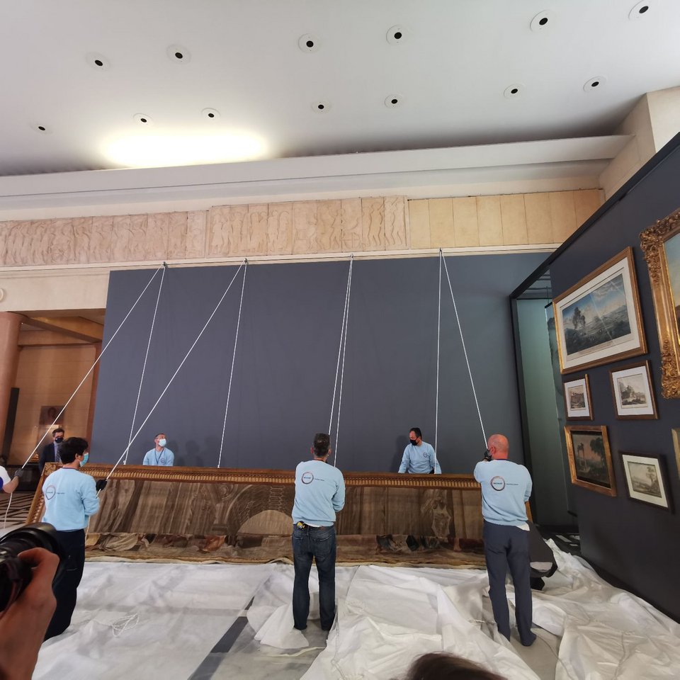 Ταπισερί η Σχολή των Αθηνών μεταφορά από Γαλλία