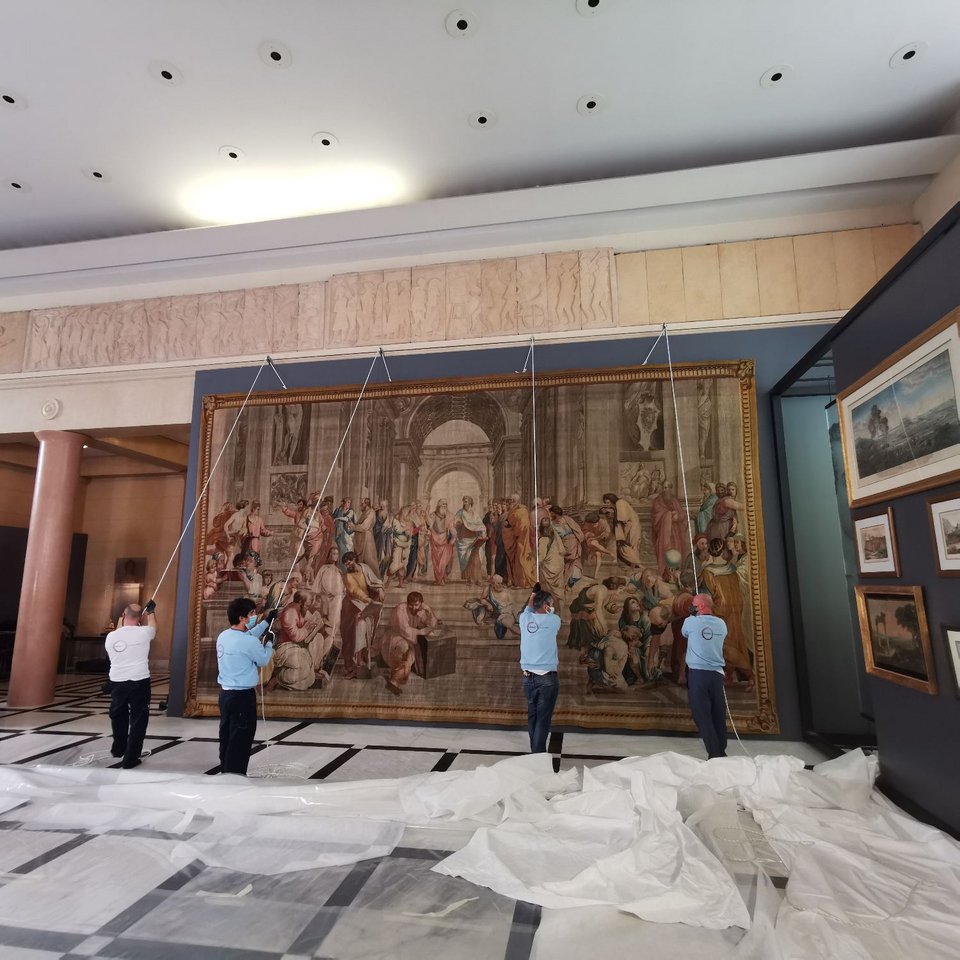 Ταπισερί η Σχολή των Αθηνών μεταφορά από Γαλλία