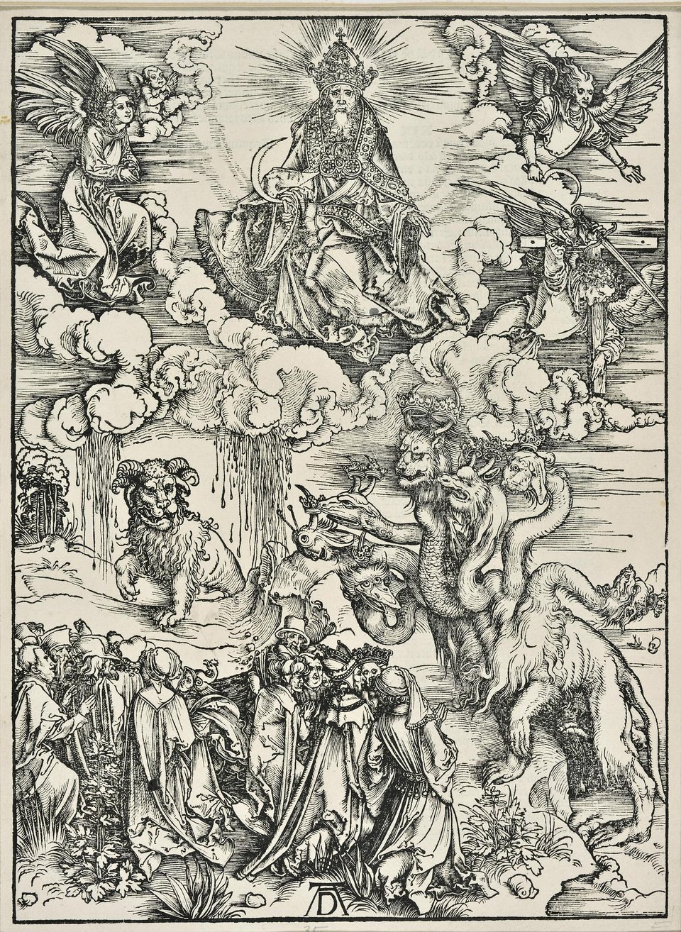Durer Albrecht (Ντύρερ Άλμπρεχτ, 1471-1528)Το θαλάσσιο θηρίο και το κερασφόρον κτήνος 1498Ξυλογραφία, 41,6 x 39,8 εκ. / Εθνική Πινακοθήκη