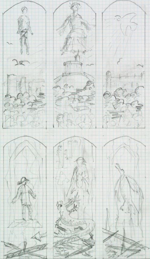 To σχέδιο του Φίλιππου για το βιτρό στο παρεκκλήσι