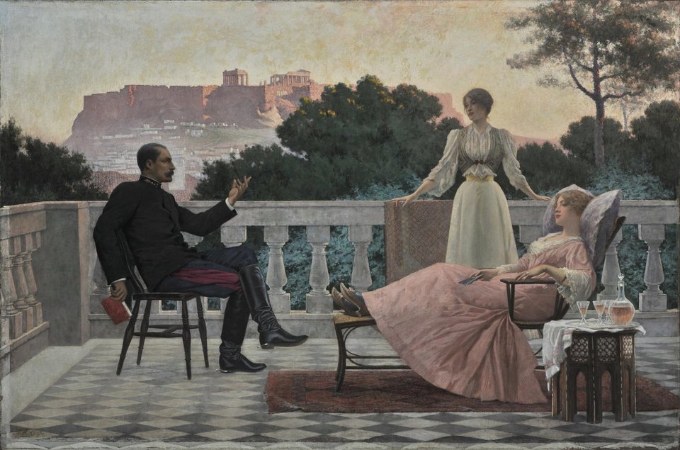 Ρίζος Ιάκωβος (1849 - 1926) Στην ταράτσα, 1897 Λάδι σε μουσαμά/ Εθνική Πινακοθήκη