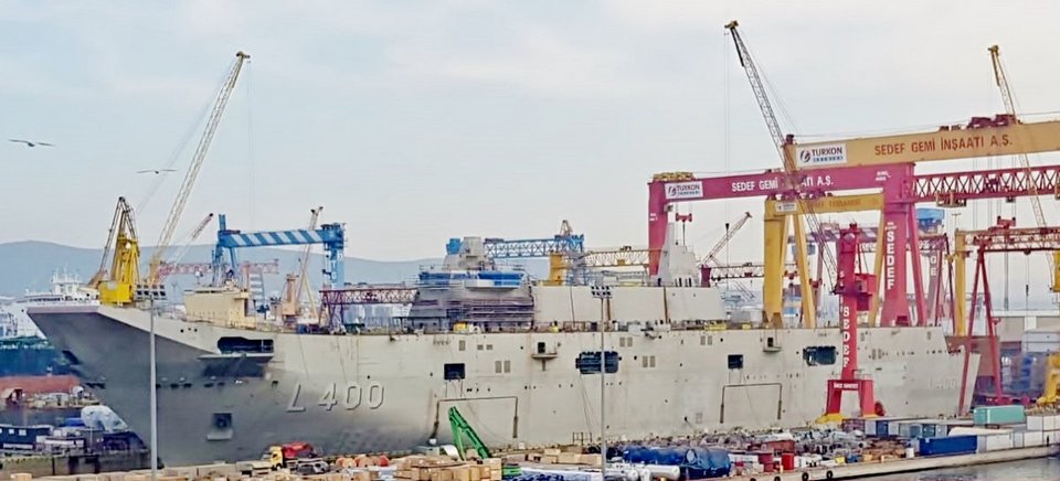 To υπό ναυπήγηση τουρκικό αεροπλανοφόρο ΤCG Anadolu / Φωτοτραφία: Wikipedia