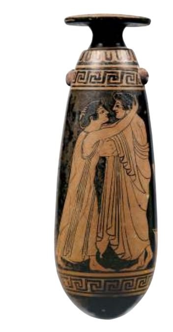 Ερυθρόμορφο αλάβαστρο με σκηνές ερωτευμένων νέων. 90 π.Χ. / Από την έκδοση Κεραμεικός του Ιδρύματος Ιωάννη Σ. Λάτση