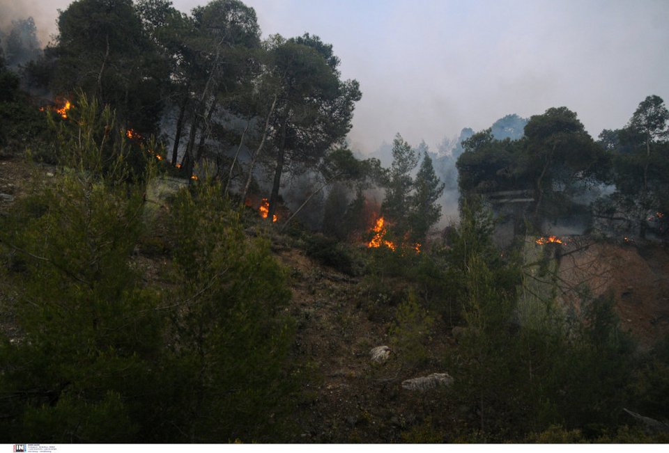 Μαίνεται η φωτιά στον Σχίνο Κορινθίας