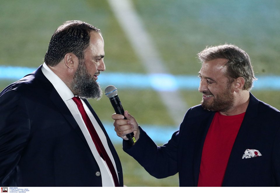  Ο Βαγγέλης Μαρινάκης με τον Χρήστο Φερεντίνο στη φιέστα του Ολυμπιακού / Φωτογραφία: Intime news 