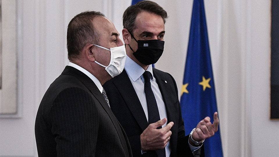 Από την συνάντηση του πρωθυπουργού Κυριάκου Μητσοτάκη με τον Τούρκο υπουργό Εξωτερικών, στο μέγαρο Μαξίμου