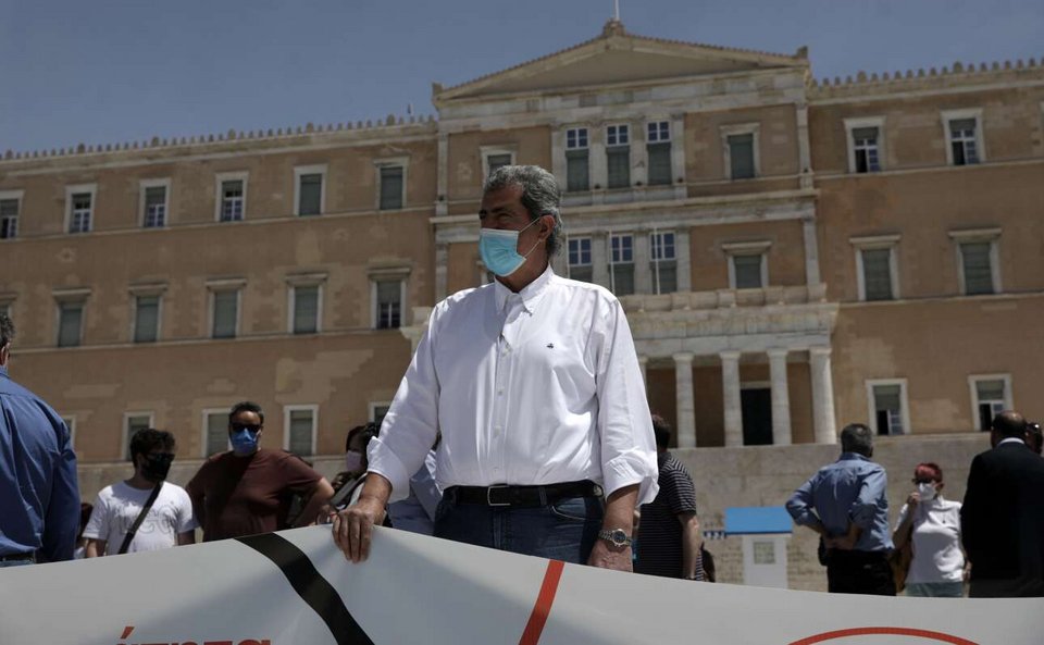 Ο Παύλος Πολάκης στη διαδήλωση