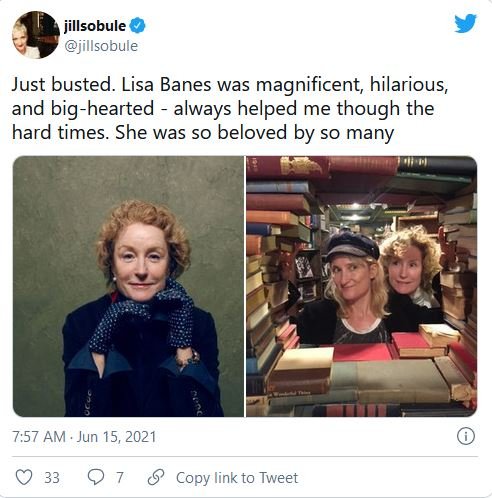 Jill Sobule tweet για Lisa Banes