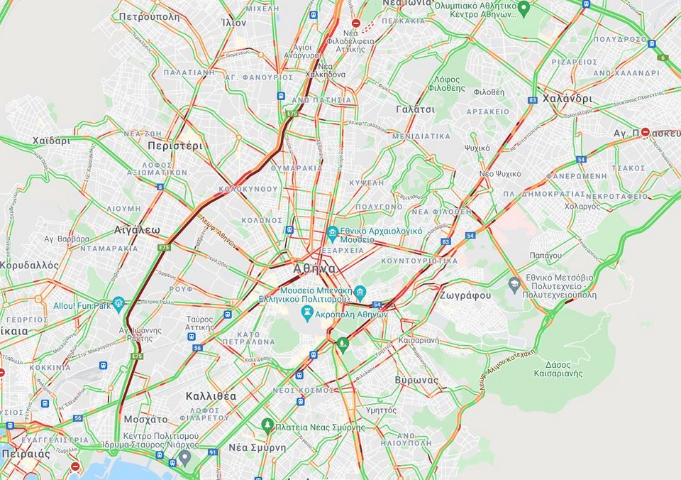 χάρτης για κίνηση σε δρόμους