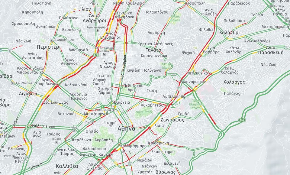 χάρτης για κίνηση στους δρόμους