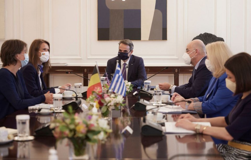 Συνάντηση Μητσοτάκη με την αναπληρώτρια Πρωθυπουργό του Βελγίου -Φωτογραφία: ΓτΠ ΠΑΠΑΜΗΤΣΟΣ ΔΗΜΗΤΡΗΣ